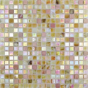 Mingles 11.6 in. x 11.6 in. Glossy Beige and Pearl Glass Mosaic Wall and Floor Tile (18.69 sq. ft./case) (20-pack)