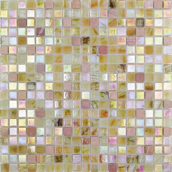 Apollo Tile Mingles 11.6 in. x 11.6 in. Glossy Beige and Pearl Glass Mosaic Wall and Floor Tile (18.69 sq. ft./case) (20-pack)