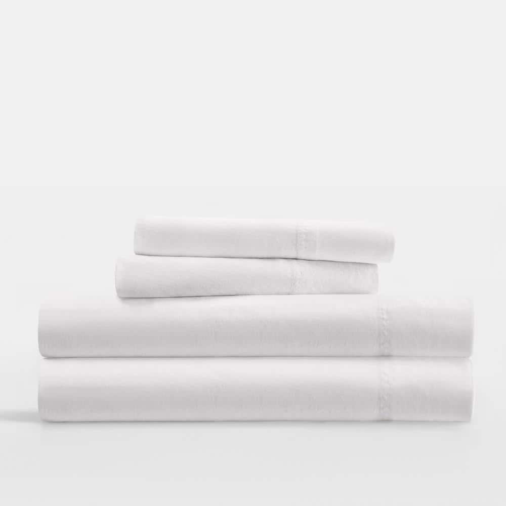 California King White Cotton Sheet Set