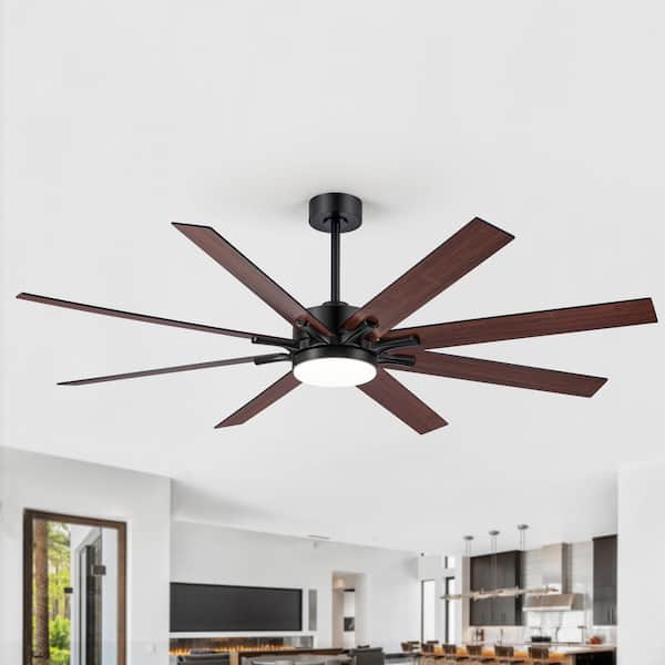 Breezary Archer 68 in. Integrated LED Indoor Black Ceiling Fan with Light and Remote Control Included