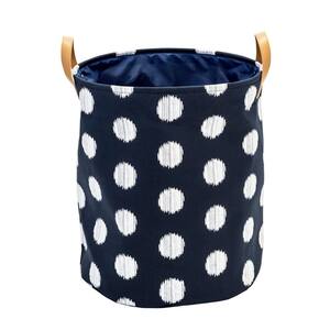 Coastal Collection Navy and Grey Dot Canvas Laundry Basket