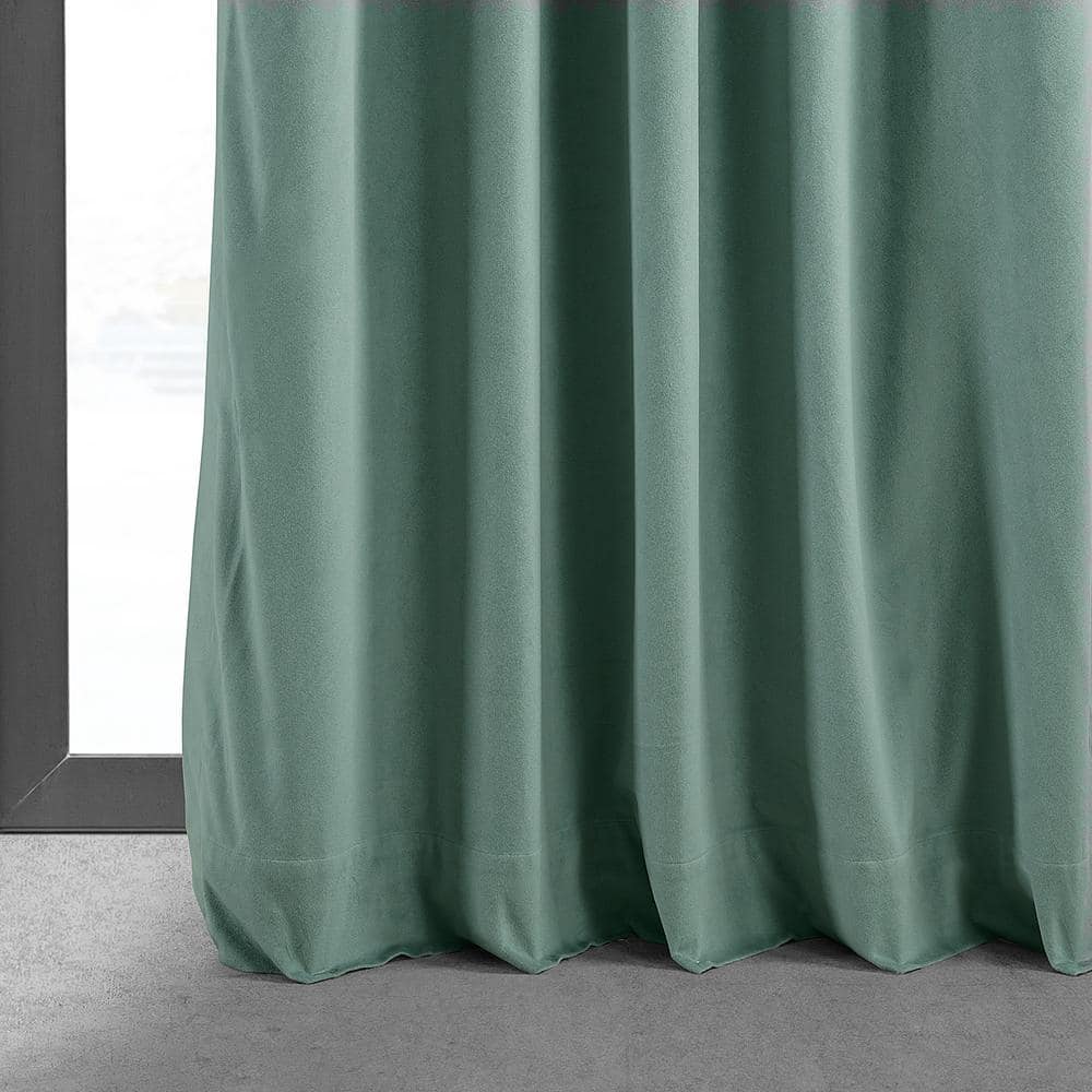 Aqua Mist Velvet Blackout 84-Inch Window Curtain Panel