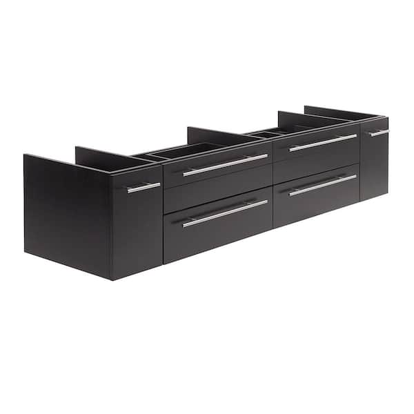 Fresca Lucera 72 in. Wall Mount Floating Double Bath Vanity Cabinet without Top in Espresso - Vessel Sink Compatible
