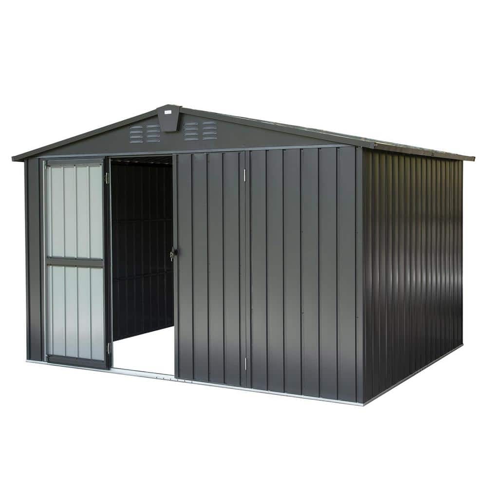 10 ft. W x 8 ft. D Gray Metal Outdoor Storage Shed with Lockable Double Door (80 sq. ft.) price history on PriceWatchPro