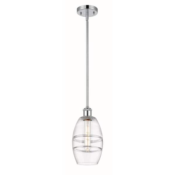 Innovations Vaz 100-Watt 1-Light Polished Chrome Standard Mini Pendant Light with Clear Glass Shade, No Bulbs Included