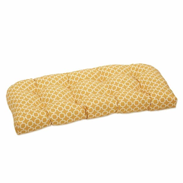 Pillow Perfect Other Rectangular Outdoor Bench Cushion in Yellow