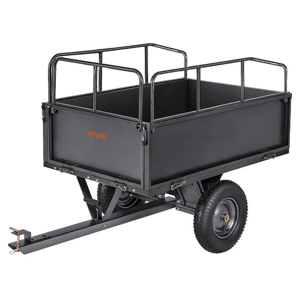 Garden Utility Trailer, 600 lbs. Capacity, 17 cu. ft. Steel Garden Cart, ATV/UTV Tow, 16 in. Tires, Pedal, 2025 update