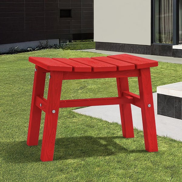 JEAREY HDPE Bright Red Plastic Outdoor Ottoman (1-Pack)