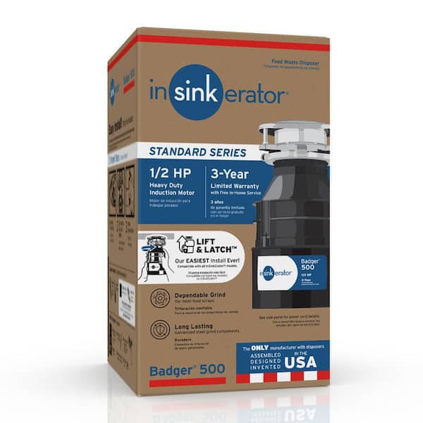 InSinkErator Badger 500 Lift  Latch Standard Series 1/2 HP Continuous Feed  Garbage Disposal (6-Pack) BADGER 500-6PACK The Home Depot