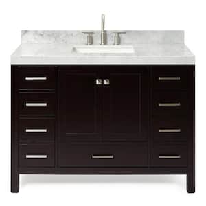 Cambridge 48 in. W x 22 in. D x 36.5 in. H Single Sink Freestanding Bath Vanity in Espresso with Carrara Marble Top