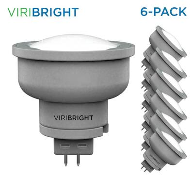 Viribright 35 Watt Equivalent 6 000k Mr16 Non Dimmable Gu5 3 Base Halogen Replacement Led Light Bulb Daylight 12 Pack 12mc