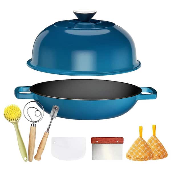 5 qt. Oval Cast Iron Dutch Oven Titanium-Enamel Nonstick Coating in Gradient Color with Lid, Oven Safe