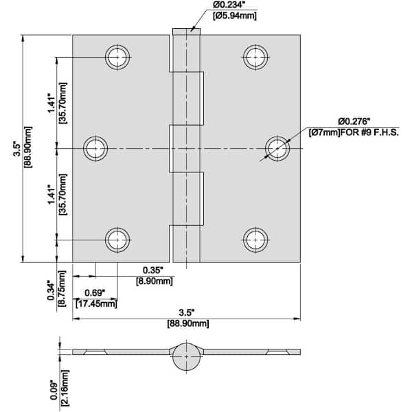 3-1/2 in. Chrome Square Corner Door Hinge 3-1/2 in. Chrome Square Corner Door Hinge