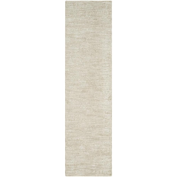 Livabliss Masterpiece Gray/Cream 10 ft. x 11 ft. Solid Color Indoor Runner
