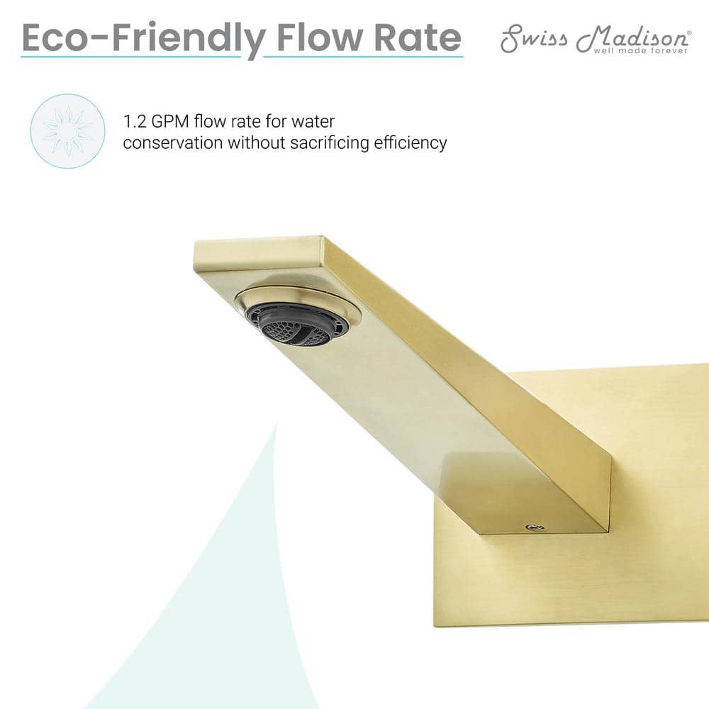 Voltaire Elegance 9'' Wall-Mount Bathroom Faucet in Brushed Gold