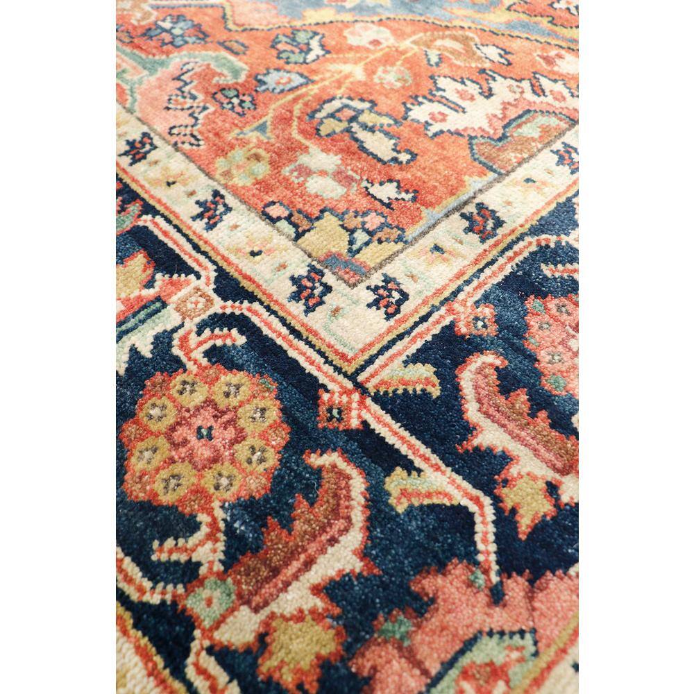 Elegant Mahal Hand-Knotted Wool Area Rug in Rust Red, 6' x 8'9"