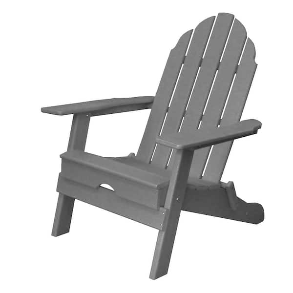 Sudzendf Gray HDPE Outdoor Patio Adirondack Chair 1-Piece