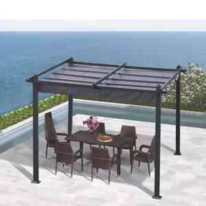 10x10 Ft Black Outdoor Retractable Pergola with Canopy for Garden, Rerrace, Backyard