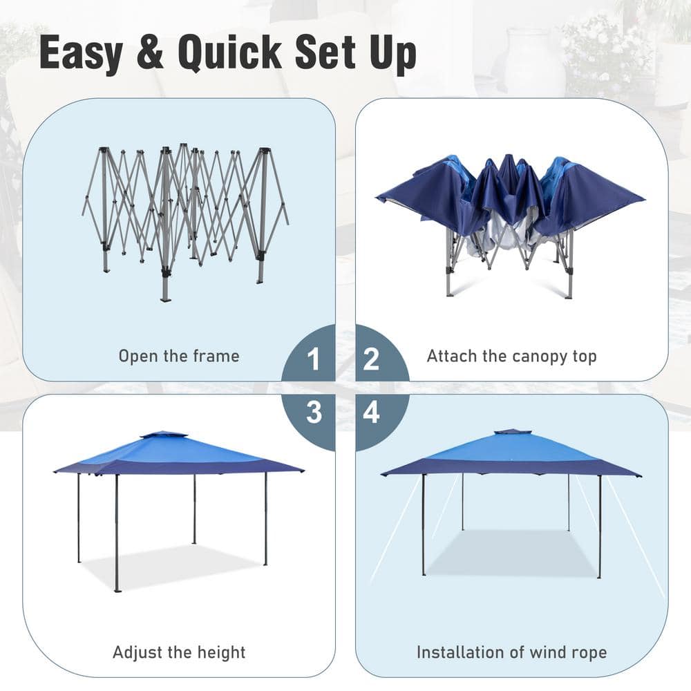 Blue and Beige 13' x 13' Pop-Up Canopy Tent with Steel Frame