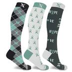 Men Large/X-Large Ovarian Cancer Awareness Knee High Compression Socks (3-Pack)