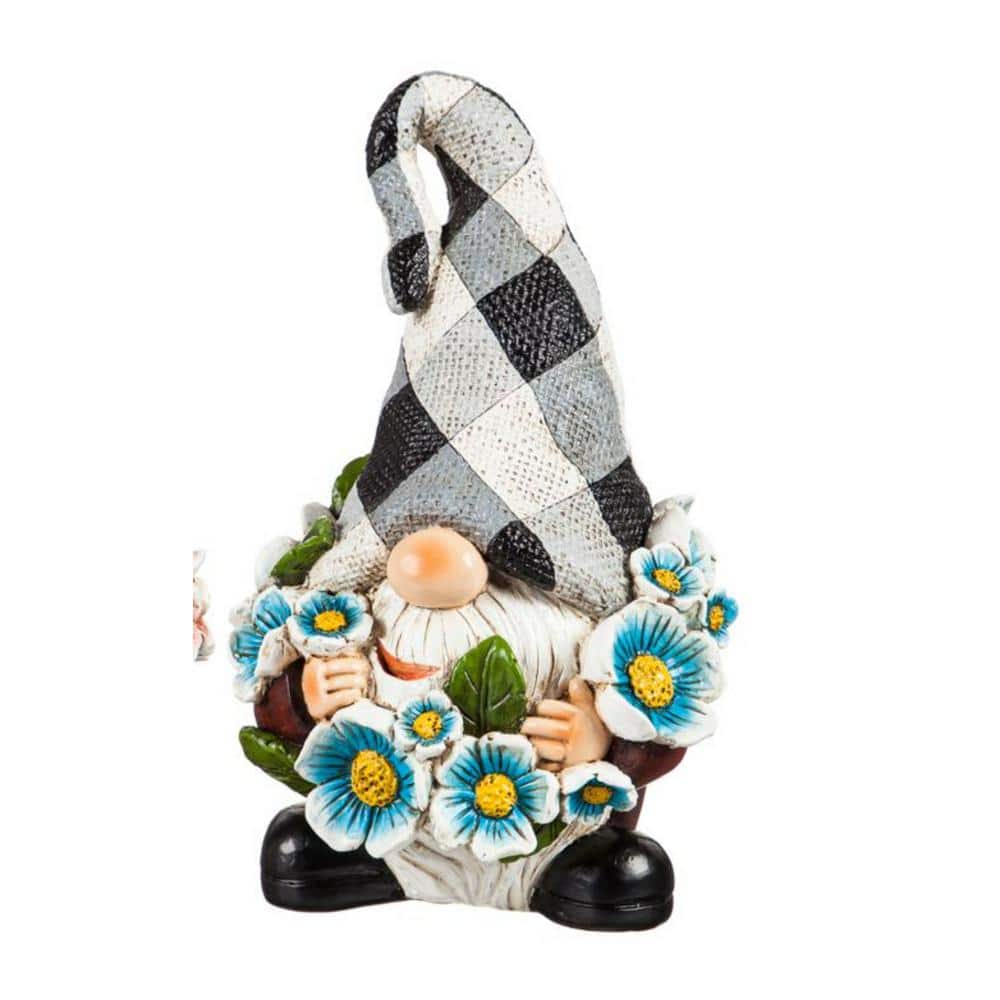 Evergreen 8 in. H Gnome with Blue Flower Garden Statuary 84G4017BECM
