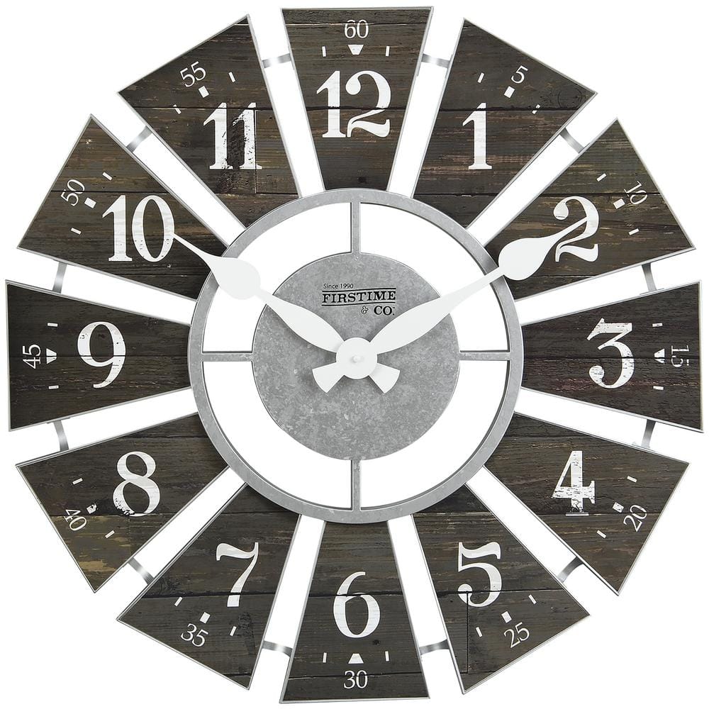 FirsTime & Co. Black Numeral Windmill Wall Clock  Farmhouse  Analog  24 x 2 x 24 in