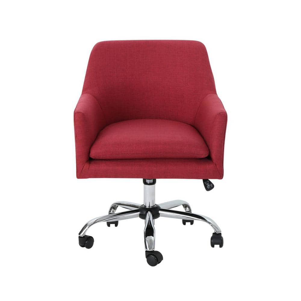 ristet brød planer systematisk Noble House Johnson Mid-Century Modern Red Fabric Adjustable Home Office  Chair with Wheels 53041 - The Home Depot