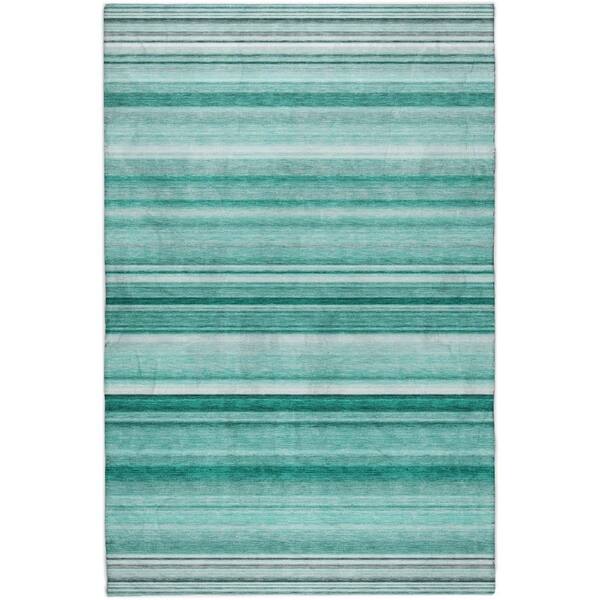 Dream Shag Premium Machine Washable Abstract ADS529 Aqua 8 ft. x 10 ft. Area Rug