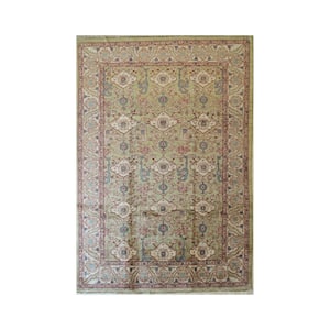 Beige 10 ft. x 14 ft. Traditional Heriz Weave Hand Knotted Wool Area Rug