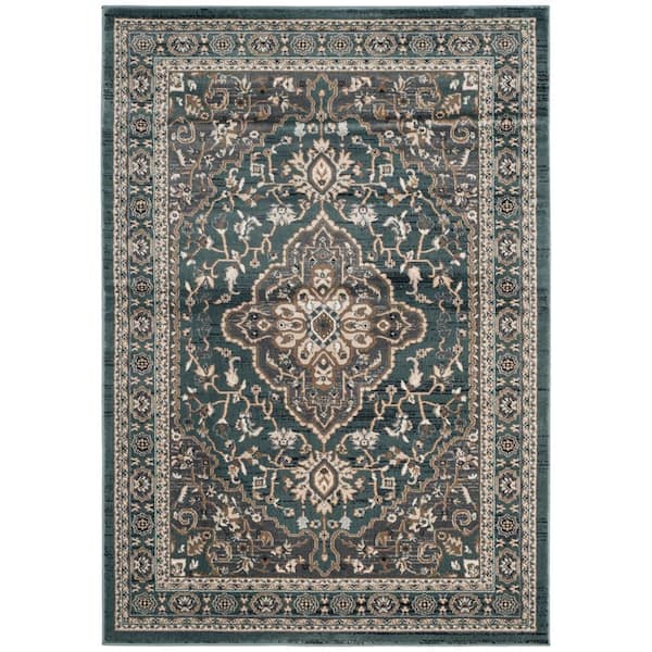 SAFAVIEH Lyndhurst Teal/Gray 4 ft. x 6 ft. Border Area Rug