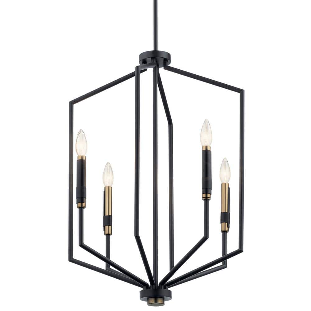 Armand 27" Black and Bronze 4-Light Foyer Pendant