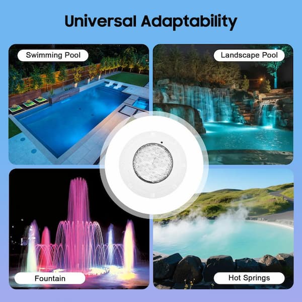 YIYIBYUS 11.6 in. 12-Volt 54-Watt Pool Light Underwater Color