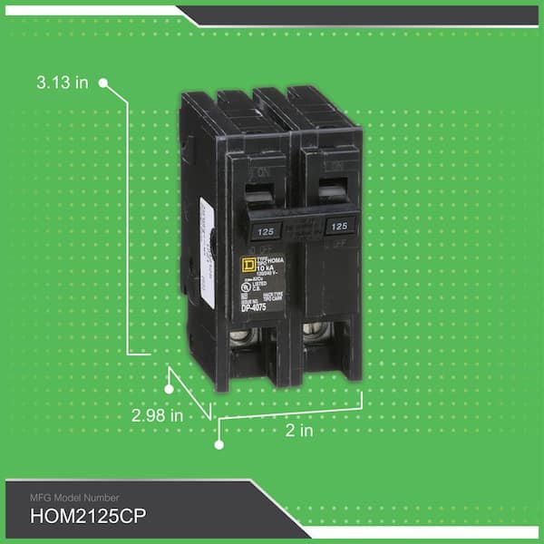 Square D Homeline 125 Amp 2-Pole Circuit Breaker HOM2125CP - The