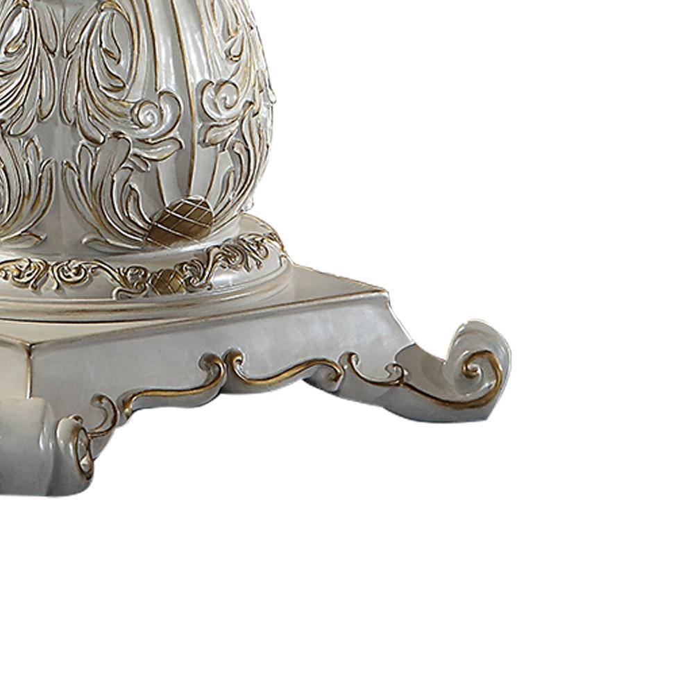 Vendome Antique Pearl Round Wood and Glass Dining Table