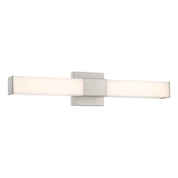 Minka Lavery Vantage 24-in Brushed Nickel Rectangle CCT LED Bath with White Acrylic Shade