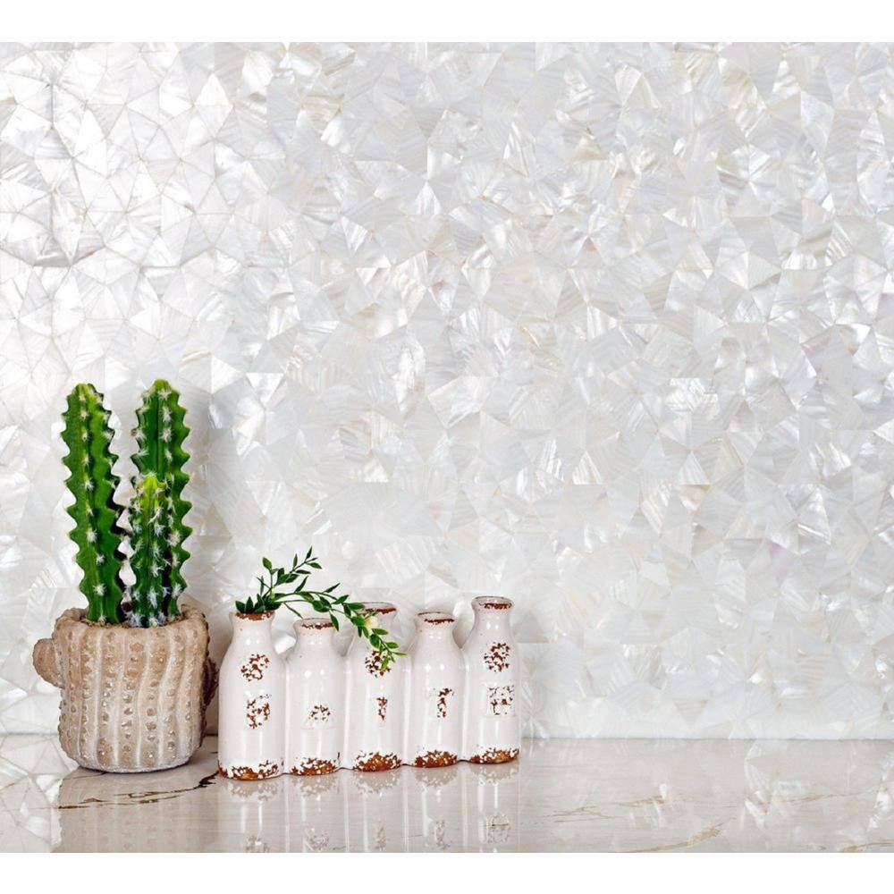 White Iridescent Polished Shell Mosaic Tile 12x12