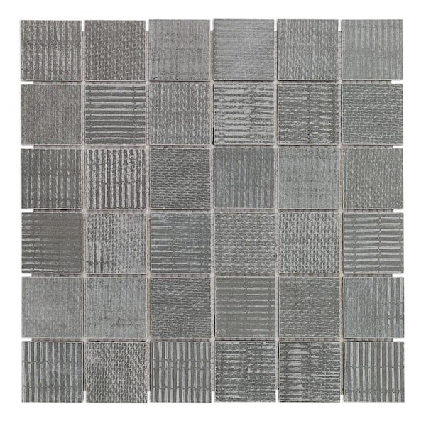 Lungo Dark 11.81 in. x 11.81 in. 10mm Matte porcelain Floor and Wall Mosaic Tile (0.97 sq. ft. per Sheet)
