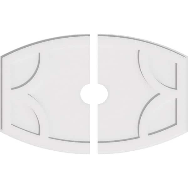 Ekena Millwork 36 in. W x 24 in. H x 4 in. ID x 1 in. P Kailey Architectural Grade PVC Contemporary Ceiling Medallion (2-Piece)