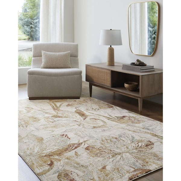 Roseanne Medium Brown Cottage Floral 10 ft. x 13 ft. Area Rug
