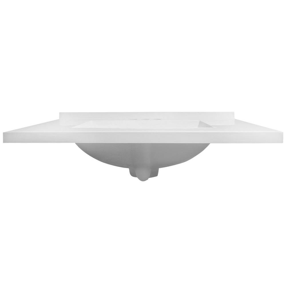 31-Inch Solid White Cultured Marble Vanity Top with Backsplash
