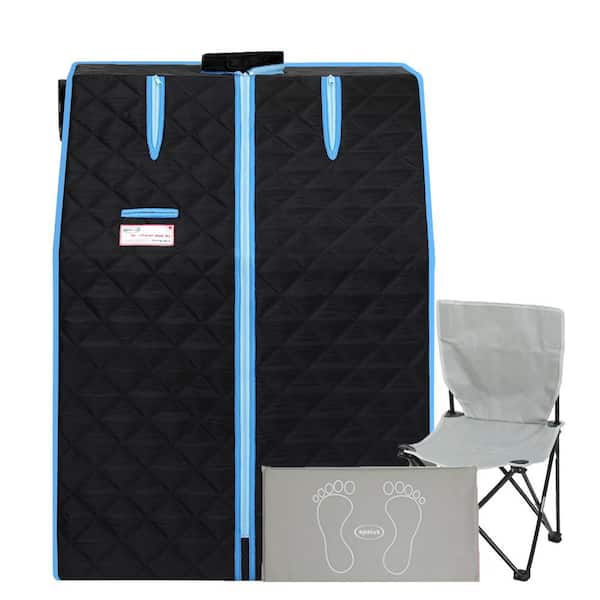 Tidoin 1-Person Black Infrared Sauna with Sauna Tent, Remote Controller, Infrared Panels, Infrared Foot Pad and Foldable Chair