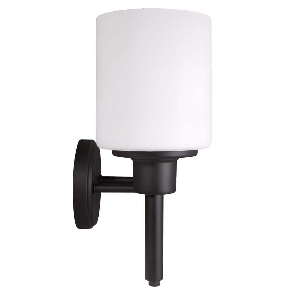 Aubrey Matte Black 2-Light Indoor Wall Light with Frosted Glass Shades