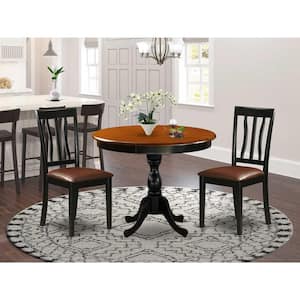 3-Piece Black and Cherry Finish Solid Wood Top - Dining Room Set - Seats-4