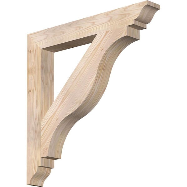 Ekena Millwork 3.5 in. x 28 in. x 28 in. Douglas Fir Funston Traditional Smooth Bracket