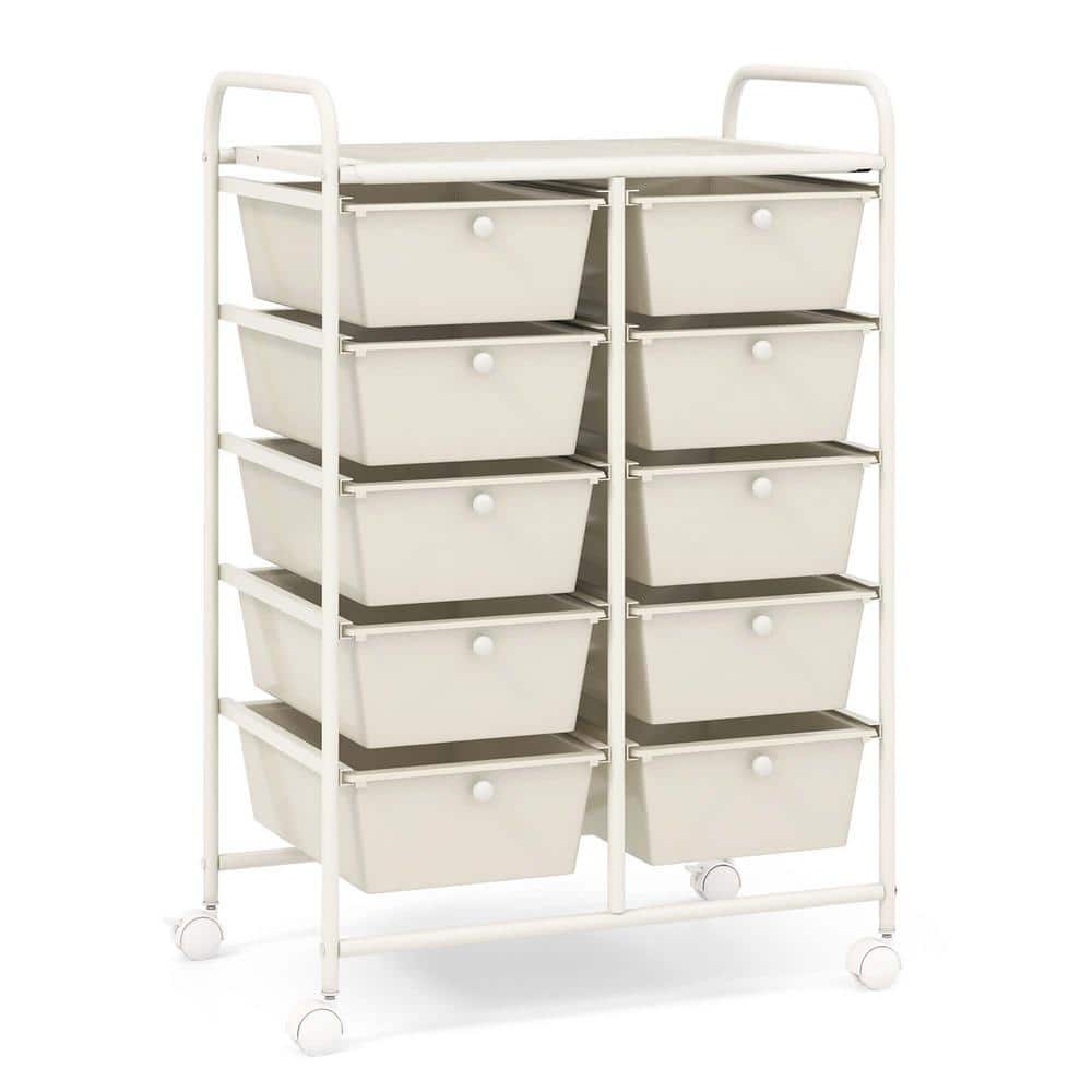 10-Drawer 4-Wheeled Plastic Storage Cart Utility Rolling Trolley Kitchen Office Organizer in White price history on PriceWatchPro
