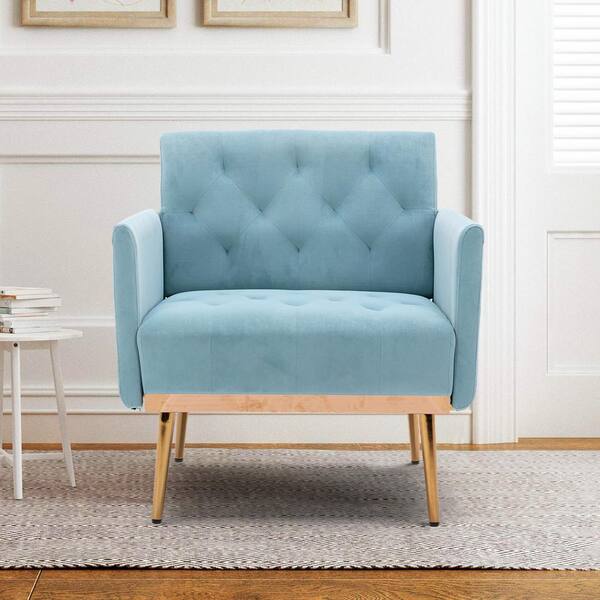 HOMEFUN Light Blue Morden Leisure Single Accent Chair with Rose 