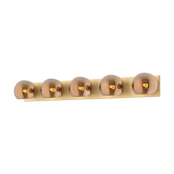 ALORA MOOD Willow 40-in 5 Light 60-Watt Brushed Gold/Copper Glass Vanity Light