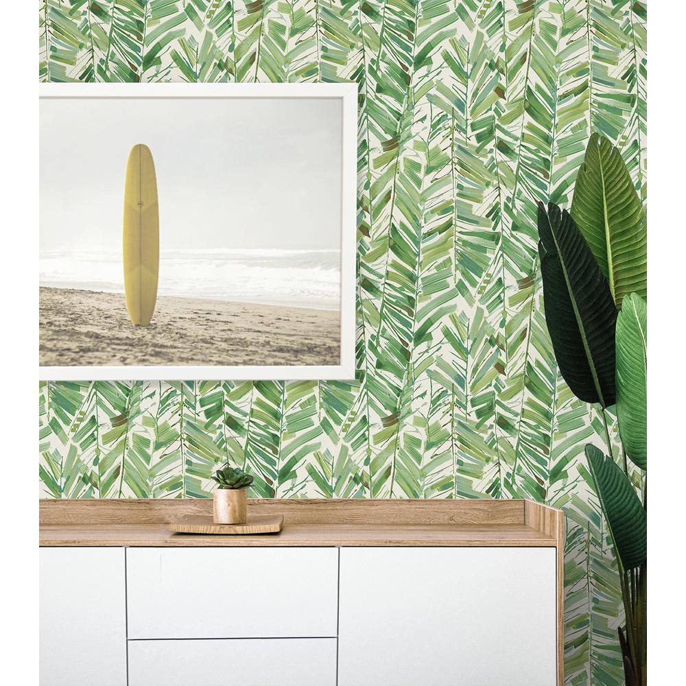 Green Tropical Palm Peel and Stick Wallpaper Roll