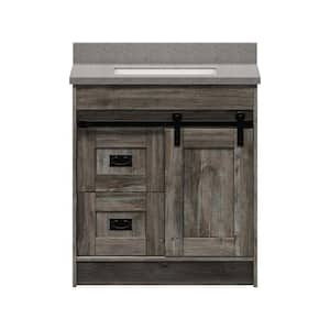 Barnstable 30 in. W x 22 in. D Vanity in Driftwood Gray with Cultured Marble Vanity Top in Pewter with White Basin