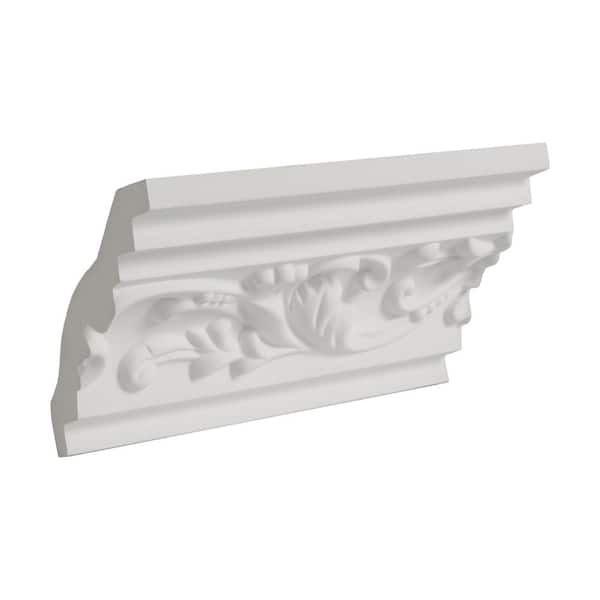 2-7/8 in. x 2-7/8 in. x 6 in. Polyurethane Long Decorative Leaves Crown Moulding Sample